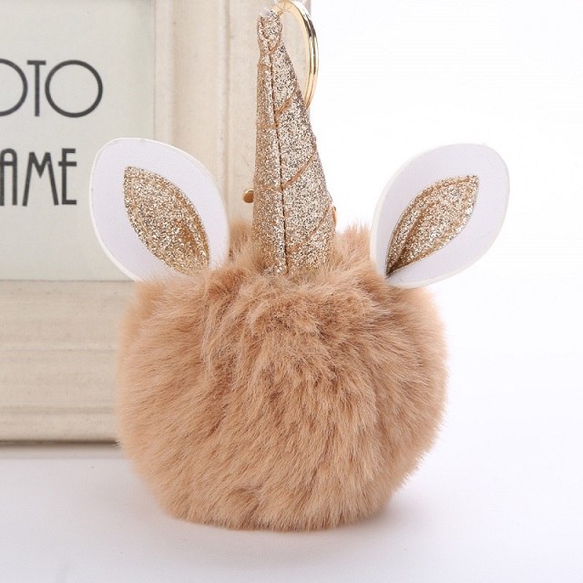 Unicorn PomPom Keychain