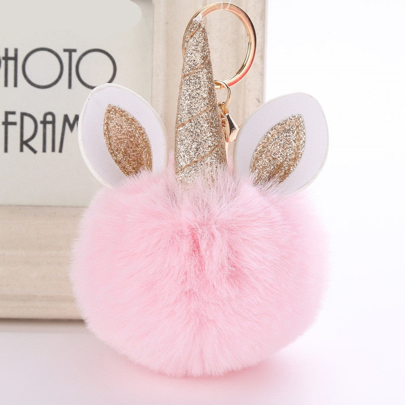 Unicorn PomPom Keychain