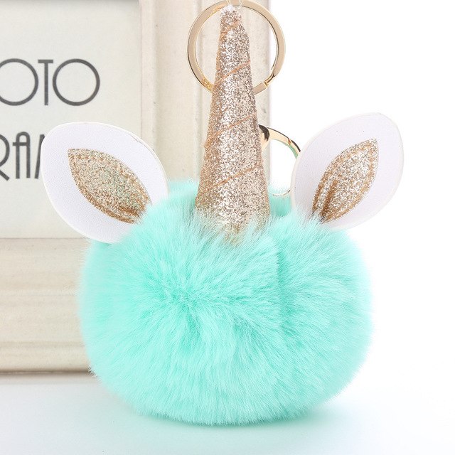 Unicorn PomPom Keychain