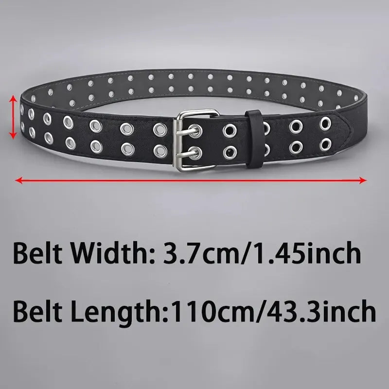 Simple Double Hole Belt - Punk Rock Y2K Style