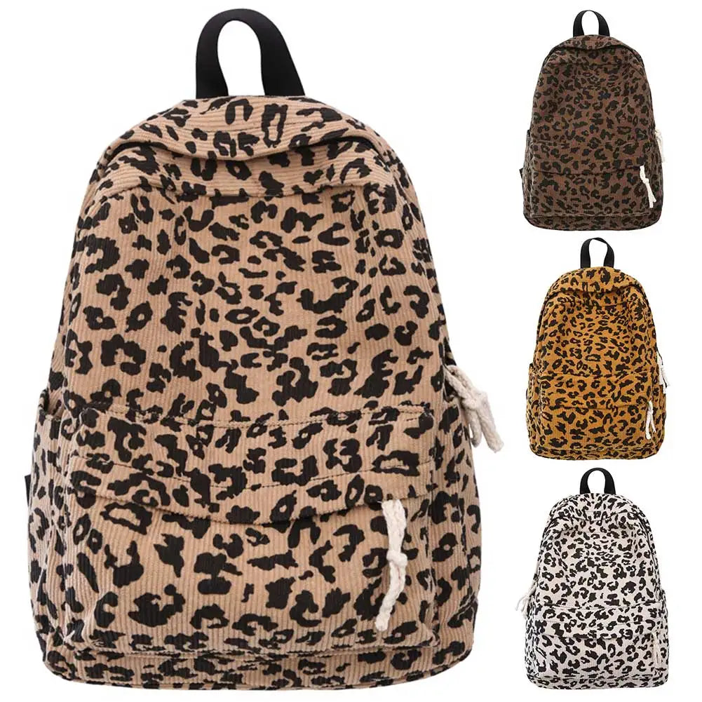 Corduroy Leopard Backpack