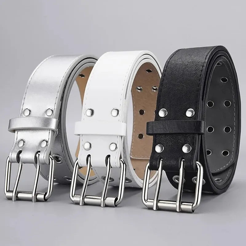 Simple Double Hole Belt - Punk Rock Y2K Style