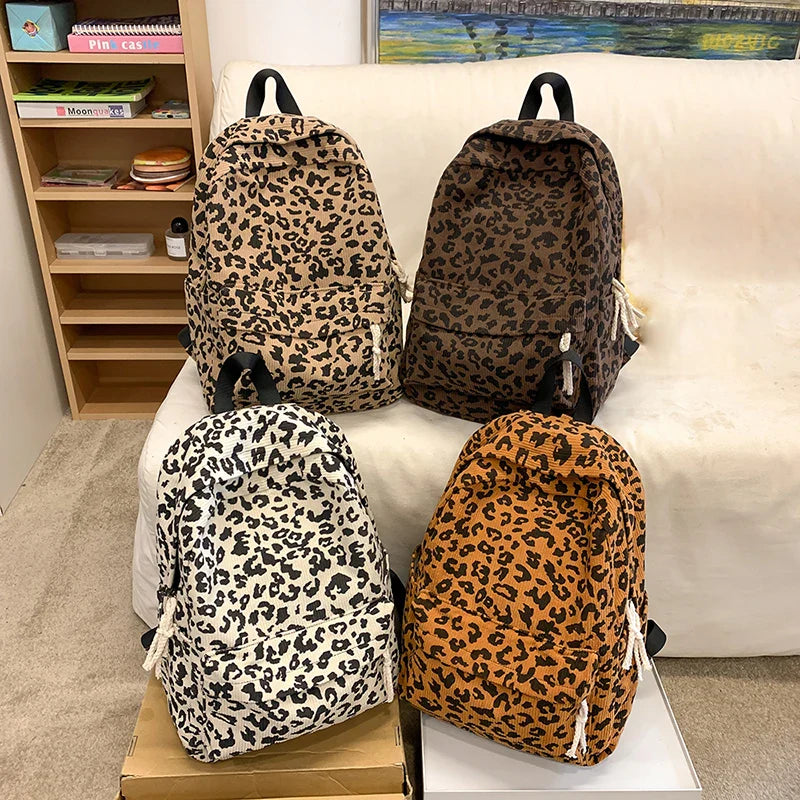 Corduroy Leopard Backpack