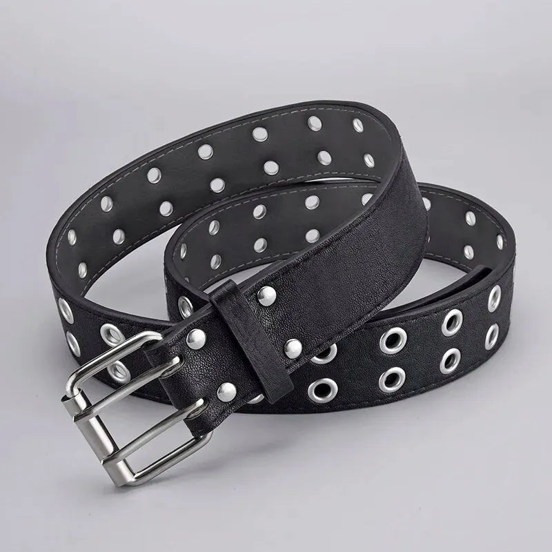 Simple Double Hole Belt - Punk Rock Y2K Style