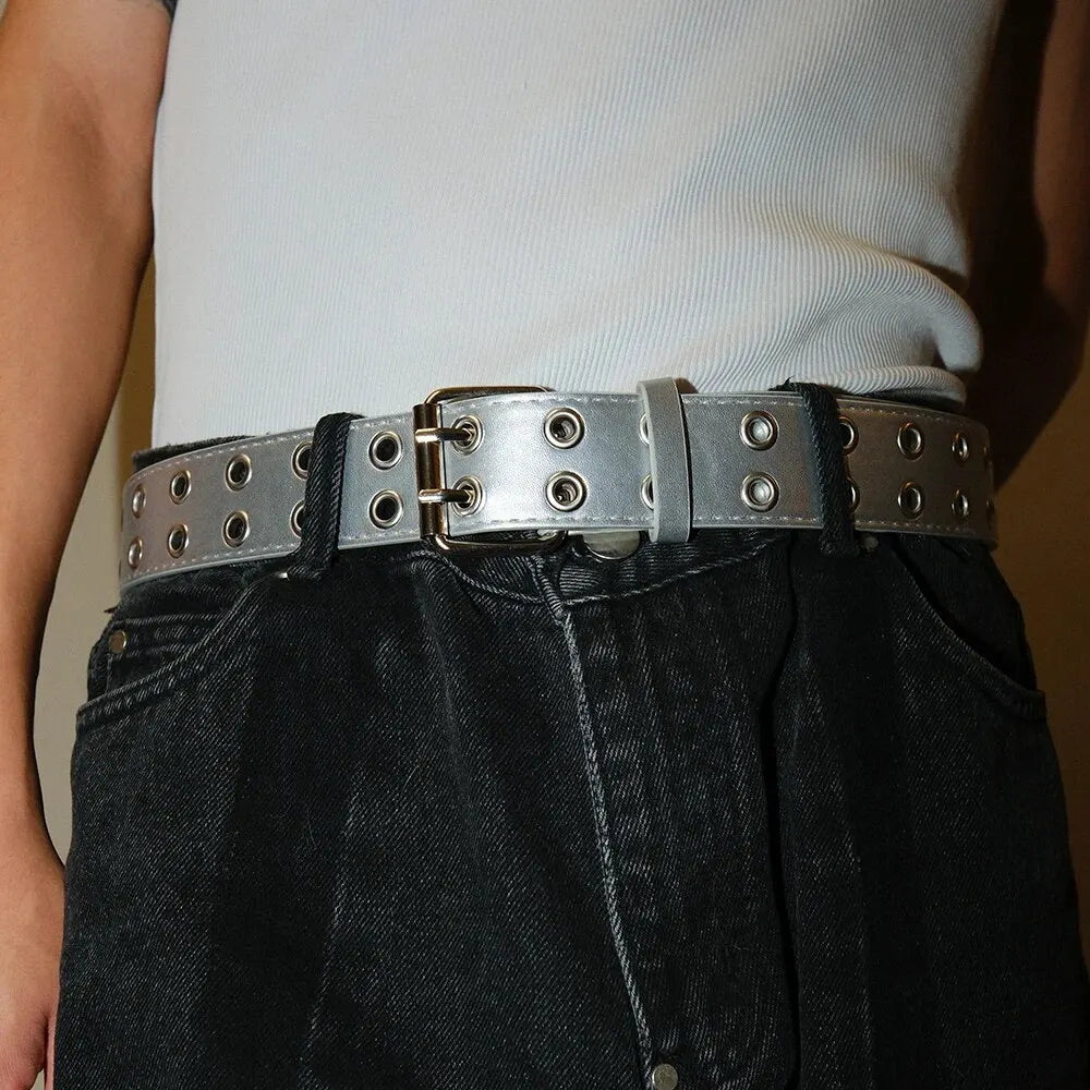 Simple Double Hole Belt - Punk Rock Y2K Style
