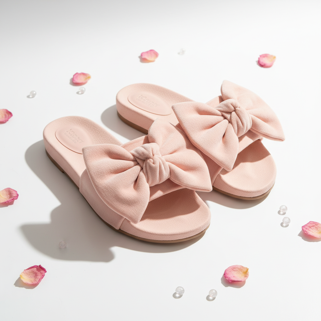 Slide Sandals with Bow Detail